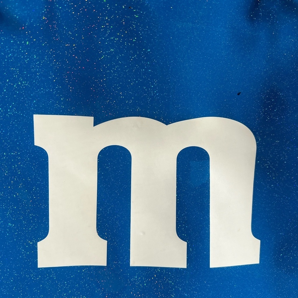 Y2K Vintage Sparkly Blue M&M's Round Tote Bag EUC - Picture 8 of 12